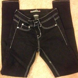 2 BWU black, skinny leg stretch jeans